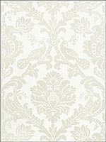 Passaro Damask Pearl on White Wallpaper T89134 by Thibaut Wallpaper for sale at Wallpapers To Go