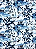 Daintree Blue on White Fabric F985044 by Thibaut Fabrics for sale at Wallpapers To Go