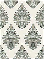 Palampore Leaf Robins Egg and Beige Wallpaper AT78723 by Anna French Wallpaper for sale at Wallpapers To Go