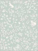 Fox and Hare Green Wallpaper MK1111 by Magnolia Home Wallpaper for sale at Wallpapers To Go
