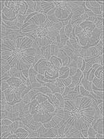 Graphic Floral Metallic Silver Wallpaper AW71010 by Collins and Company Wallpaper for sale at Wallpapers To Go