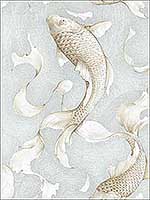 Koi Fish Metallic Champagne and Gray Wallpaper NW33208 by NextWall Wallpaper for sale at Wallpapers To Go