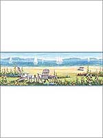 Barnstable Blue Seaside Portrait Border 312020021B by Chesapeake Wallpaper for sale at Wallpapers To Go