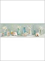 Cahoon Teal Vases Border 312053603B by Chesapeake Wallpaper for sale at Wallpapers To Go