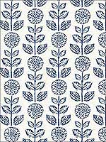 Dolly Navy Folk Floral Wallpaper 290413512 by Brewster Wallpaper for sale at Wallpapers To Go