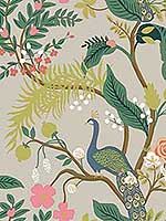 Peacock Linen Wallpaper RI5171 by Rifle Paper Co Wallpaper for sale at Wallpapers To Go
