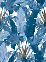 Travelers Palm Navy and White Wallpaper T10126 by Thibaut Wallpaper for sale at Wallpapers To Go