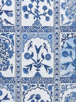 Indian Panel Blue Fabric F910629 by Thibaut Fabrics for sale at Wallpapers To Go