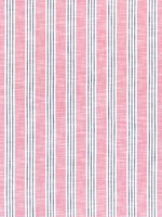 Southport Stripe Peony and Navy Fabric W73490 by Thibaut Fabrics for sale at Wallpapers To Go