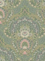 Nasrin Sea Green Damask Wallpaper WTG-242494 by Eijffinger Wallpaper for sale at Wallpapers To Go