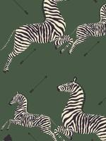 Zebras Removable Serengeti Green Wallpaper WTG-245453 by Scalamandre Wallpaper for sale at Wallpapers To Go