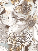 Ink Rose Mocha and Blue Mist Peel and Stick Wallpaper WTG-247583 by NextWall Wallpaper for sale at Wallpapers To Go