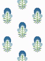 Tybee Bud Green and Blue Wallpaper WTG-250764 by Thibaut Wallpaper for sale at Wallpapers To Go