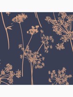 Anthriscus Dusk Navy Blue and Copper Floral Wallpaper WTG-262625 by Graham and Brown Wallpaper for sale at Wallpapers To Go