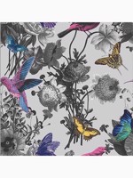 Jardin Grey Floral Birds Wallpaper WTG-262684 by Graham and Brown Wallpaper for sale at Wallpapers To Go