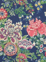 Peony Garden Navy Fabric WTG-263713 by Thibaut Fabrics for sale at Wallpapers To Go