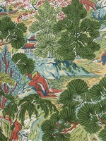 Pagoda Trees Coral and Green Fabric WTG-263719 by Thibaut Fabrics for sale at Wallpapers To Go