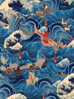 The Former Emperor Metallic Edition Blue Red Taupe Wallpaper WTG-265124 by Mind the Gap Wallpaper for sale at Wallpapers To Go