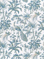 Peacock Toile Blue and Green Fabric WTG-266780 by Anna French Fabrics for sale at Wallpapers To Go