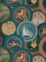 Sporting Life Teal Wallpaper WTG-267028 by Mulberry Home Wallpaper for sale at Wallpapers To Go