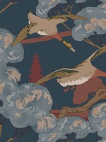 Grand Flying Ducks Red Blue Wallpaper WTG-267064 by Mulberry Home Wallpaper for sale at Wallpapers To Go