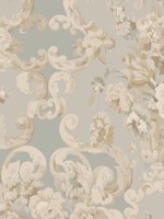 Floral Rococo Aqua Wallpaper WTG-267066 by Mulberry Home Wallpaper for sale at Wallpapers To Go