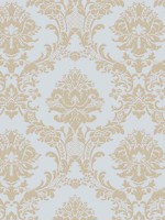 In Reg Classic Damask Blue 33 Blend Metallic Gold Wallpaper WTG-269923 by Patton Norwall Wallpaper for sale at Wallpapers To Go