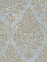 In Register Damask Blue Beige Gold Wallpaper WTG-269925 by Patton Norwall Wallpaper for sale at Wallpapers To Go