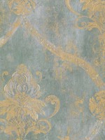 Regal Damask 33 Blend Aqua Green Taupe Wallpaper WTG-269960 by Patton Norwall Wallpaper for sale at Wallpapers To Go